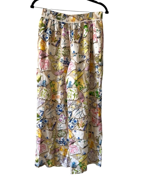 Maeve Pants - Maeve Cream Floral-Print Wide Leg Pants